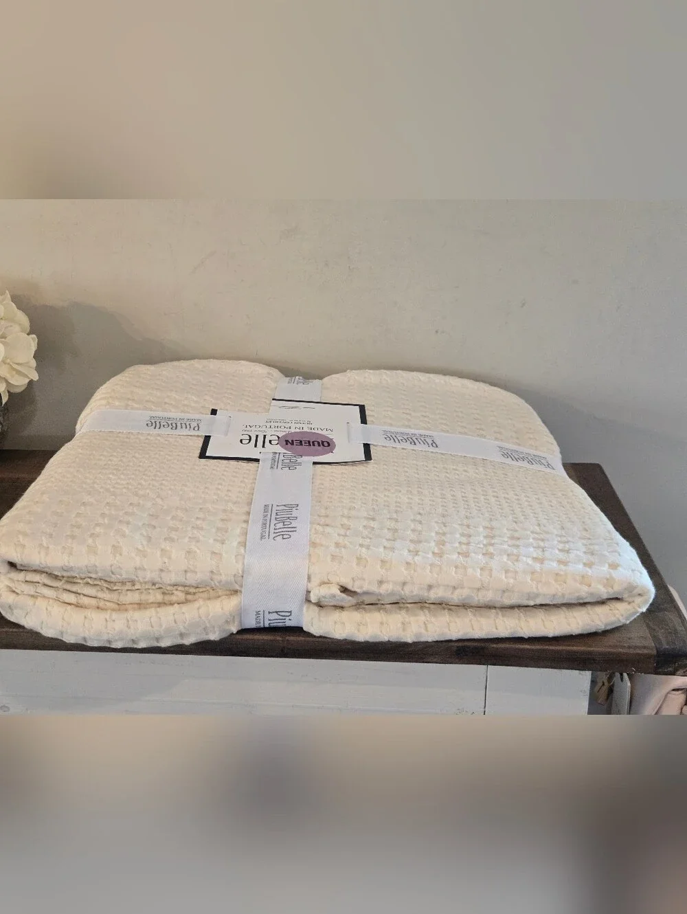 Piubelle Piu Belle Matelasse Queen Waffle  Cotton Ceeam Coverlet BlanketPortugal